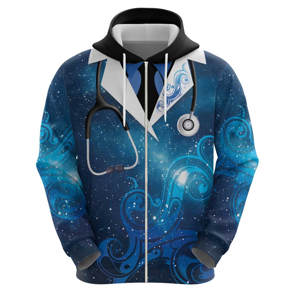 New Zealand Nurses RN Personalised Hoodie Galaxy Stethoscope Maori Motif