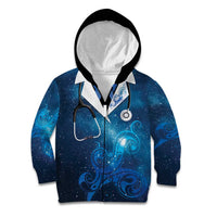 New Zealand Nurses RN Personalised Kid Hoodie Galaxy Stethoscope Maori Motif