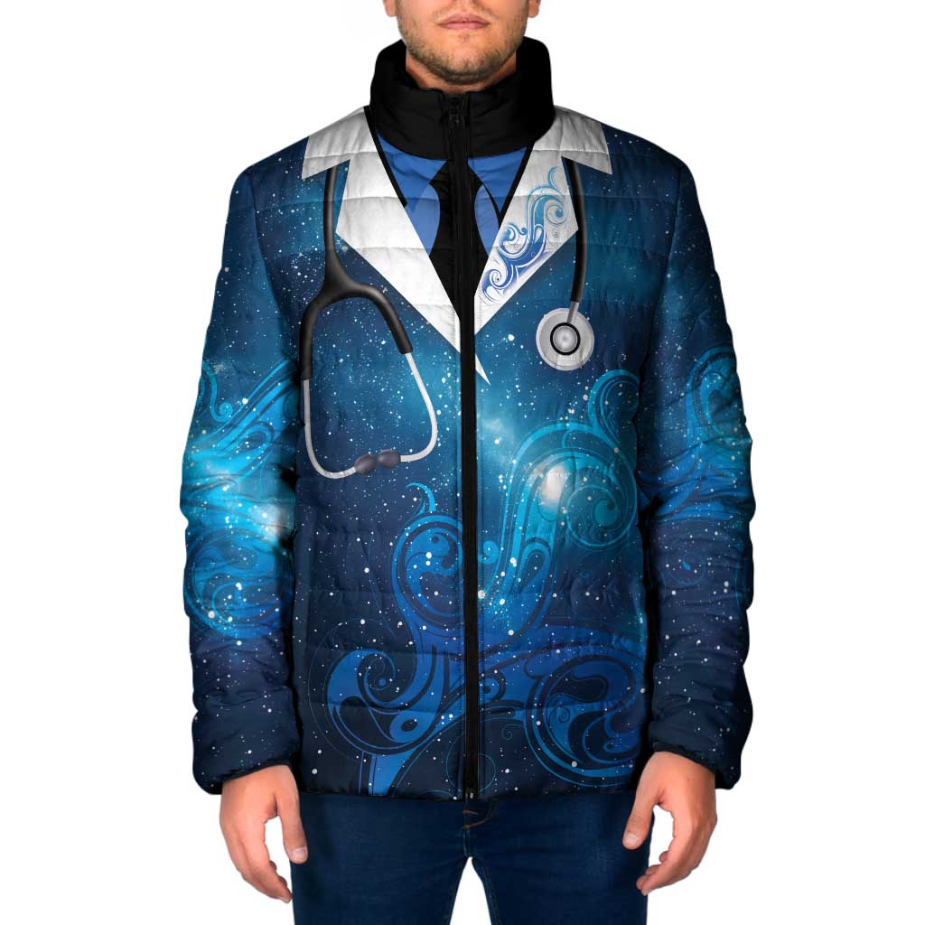 New Zealand Nurses RN Personalised Padded Jacket Galaxy Stethoscope Maori Motif