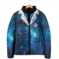 New Zealand Nurses RN Personalised Padded Jacket Galaxy Stethoscope Maori Motif