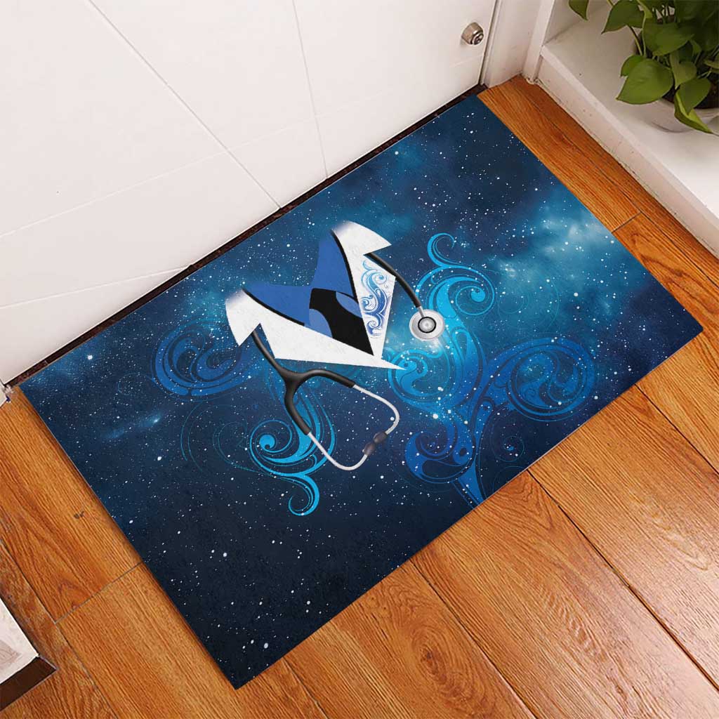 New Zealand Nurses RN Rubber Doormat Galaxy Stethoscope Maori Motif