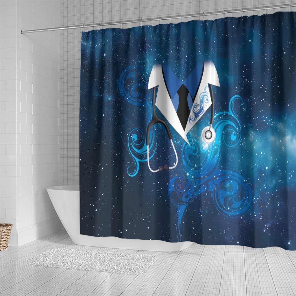 New Zealand Nurses RN Shower Curtain Galaxy Stethoscope Maori Motif