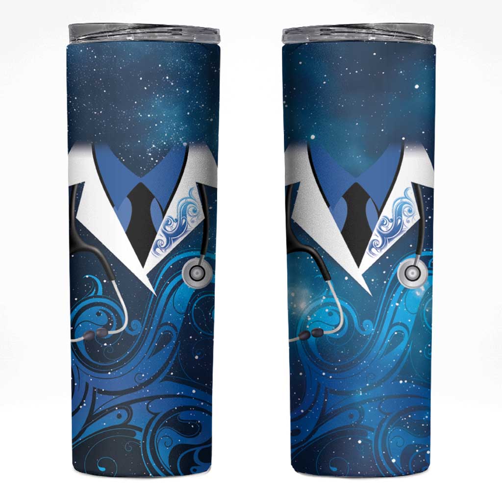 New Zealand Nurses RN Personalised Skinny Tumbler Galaxy Stethoscope Maori Motif