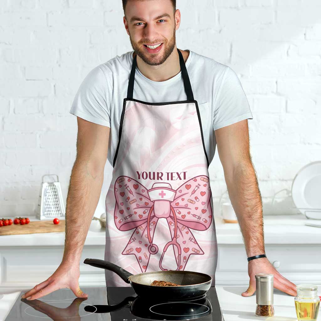 New Zealand Nurses RN Personalised Apron Pink Stethoscope Coquette Bow Maori Motif