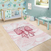 New Zealand Nurses RN Personalised Area Rug Pink Stethoscope Coquette Bow Maori Motif
