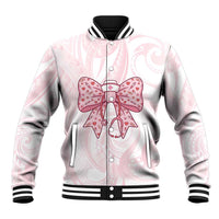 New Zealand Nurses RN Personalised Baseball Jacket Pink Stethoscope Coquette Bow Maori Motif