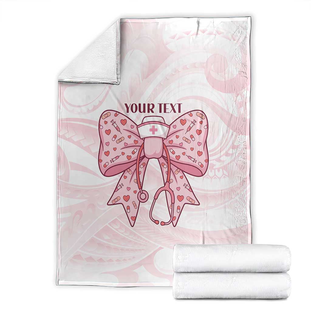 New Zealand Nurses RN Personalised Blanket Pink Stethoscope Coquette Bow Maori Motif