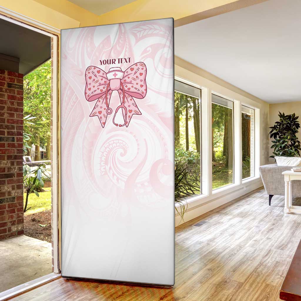 New Zealand Nurses RN Personalised Door Cover Pink Stethoscope Coquette Bow Maori Motif