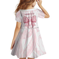 New Zealand Nurses RN Personalised Family Matching Long Sleeve Bodycon Dress and Hawaiian Shirt Pink Stethoscope Coquette Bow Maori Motif LT9 - Polynesian Pride