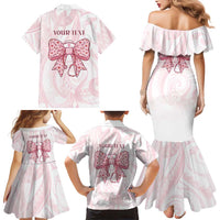 New Zealand Nurses RN Personalised Family Matching Mermaid Dress and Hawaiian Shirt Pink Stethoscope Coquette Bow Maori Motif LT9 - Polynesian Pride