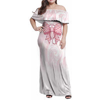 New Zealand Nurses RN Personalised Family Matching Off Shoulder Maxi Dress and Hawaiian Shirt Pink Stethoscope Coquette Bow Maori Motif LT9 Mom's Dress Pink - Polynesian Pride