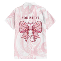 New Zealand Nurses RN Personalised Family Matching Puletasi and Hawaiian Shirt Pink Stethoscope Coquette Bow Maori Motif LT9 - Polynesian Pride