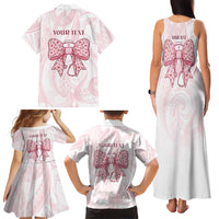 New Zealand Nurses RN Personalised Family Matching Tank Maxi Dress and Hawaiian Shirt Pink Stethoscope Coquette Bow Maori Motif LT9 - Polynesian Pride