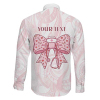 New Zealand Nurses RN Personalised Family Matching Tank Maxi Dress and Hawaiian Shirt Pink Stethoscope Coquette Bow Maori Motif LT9 - Polynesian Pride