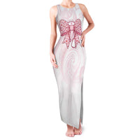 New Zealand Nurses RN Personalised Family Matching Tank Maxi Dress and Hawaiian Shirt Pink Stethoscope Coquette Bow Maori Motif LT9 Mom's Dress Pink - Polynesian Pride