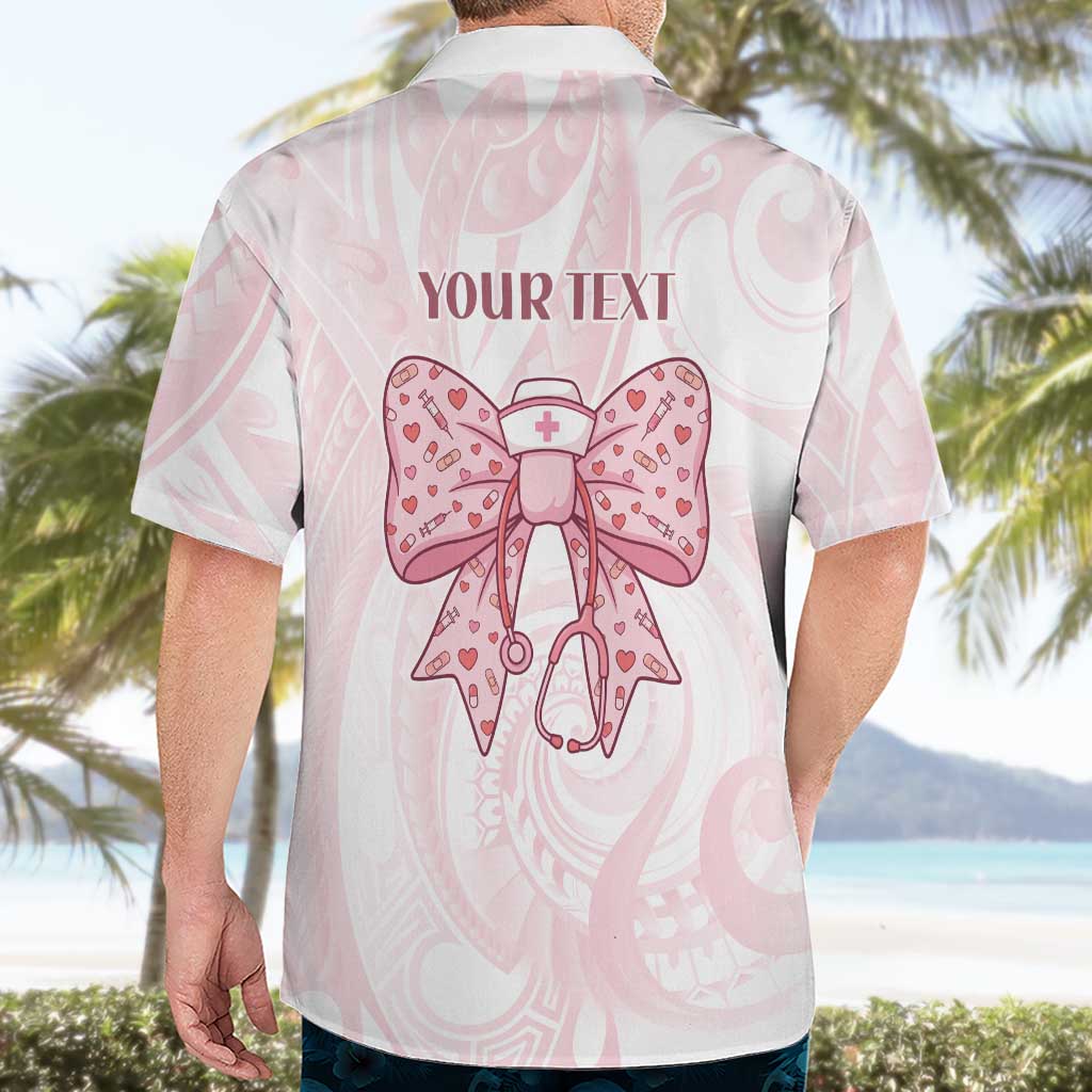 New Zealand Nurses RN Personalised Hawaiian Shirt Pink Stethoscope Coquette Bow Maori Motif