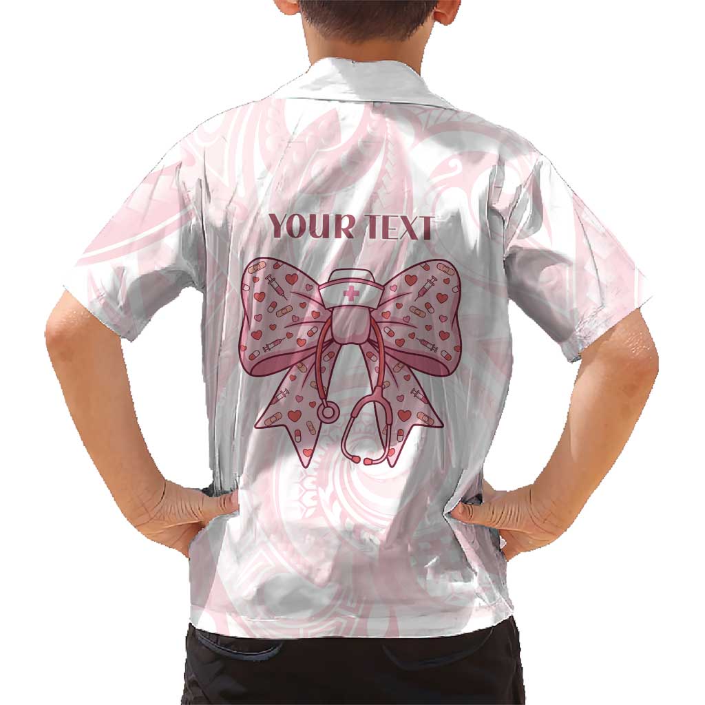 New Zealand Nurses RN Personalised Hawaiian Shirt Pink Stethoscope Coquette Bow Maori Motif