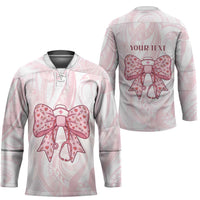 New Zealand Nurses RN Personalised Hockey Jersey Pink Stethoscope Coquette Bow Maori Motif