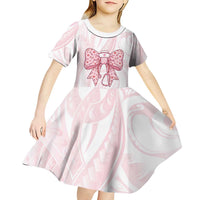 New Zealand Nurses RN Personalised Kid Short Sleeve Dress Pink Stethoscope Coquette Bow Maori Motif