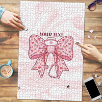 New Zealand Nurses RN Personalised Puzzle Pink Stethoscope Coquette Bow Maori Motif
