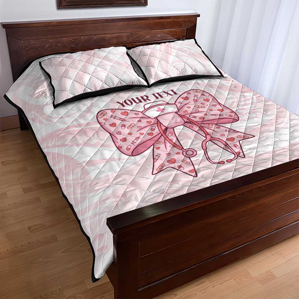 New Zealand Nurses RN Personalised Quilt Bed Set Pink Stethoscope Coquette Bow Maori Motif