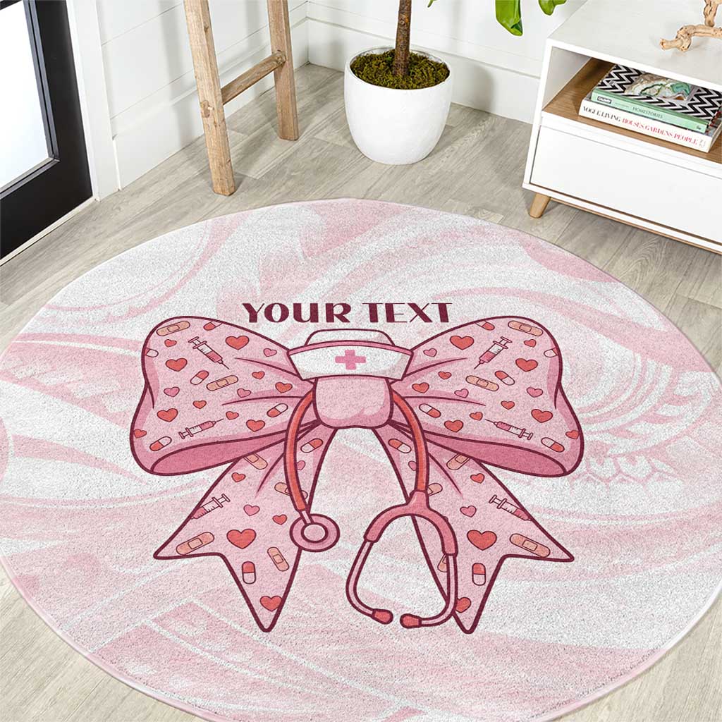 New Zealand Nurses RN Personalised Round Carpet Pink Stethoscope Coquette Bow Maori Motif