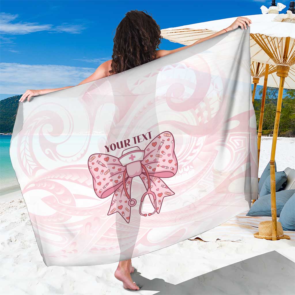 New Zealand Nurses RN Personalised Sarong Pink Stethoscope Coquette Bow Maori Motif