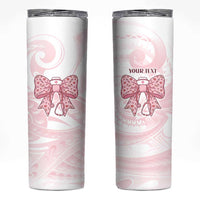 New Zealand Nurses RN Personalised Skinny Tumbler Pink Stethoscope Coquette Bow Maori Motif LT9 Pink - Polynesian Pride