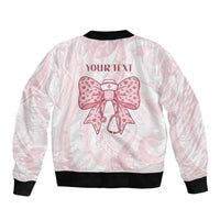 New Zealand Nurses RN Personalised Sleeve Zip Bomber Jacket Pink Stethoscope Coquette Bow Maori Motif