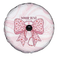 New Zealand Nurses RN Personalised Spare Tire Cover Pink Stethoscope Coquette Bow Maori Motif