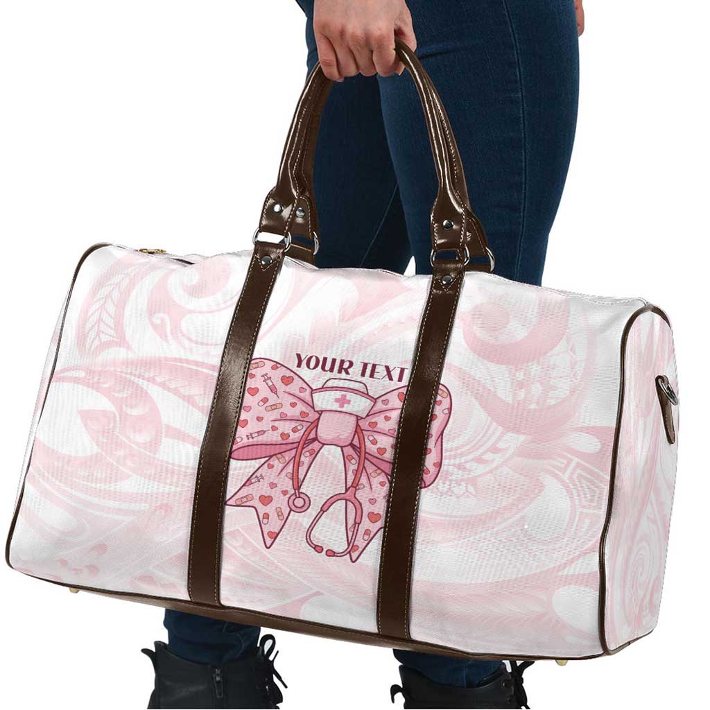 New Zealand Nurses RN Personalised Travel Bag Pink Stethoscope Coquette Bow Maori Motif