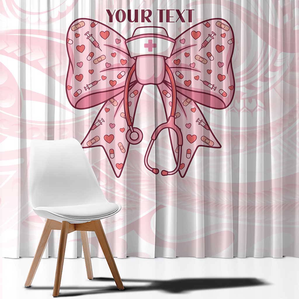 New Zealand Nurses RN Personalised Window Curtain Pink Stethoscope Coquette Bow Maori Motif