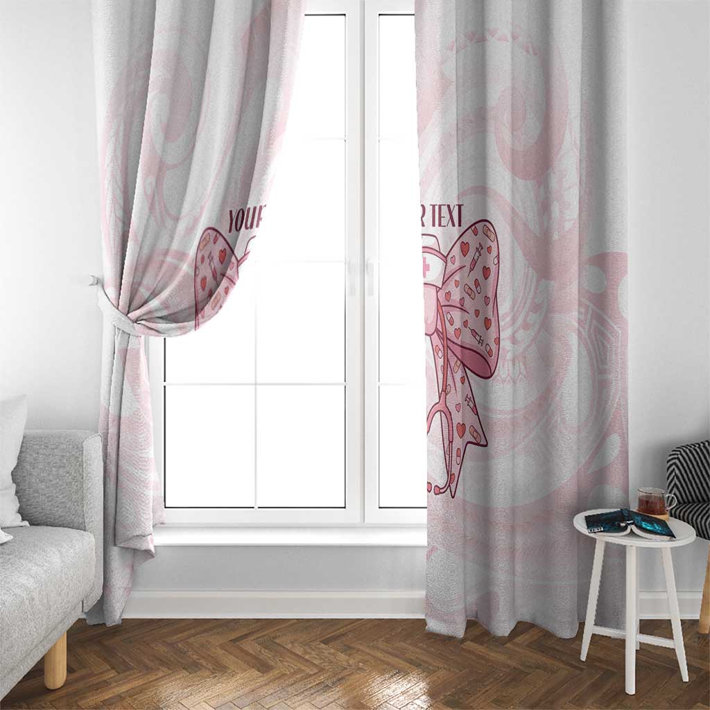 New Zealand Nurses RN Personalised Window Curtain Pink Stethoscope Coquette Bow Maori Motif