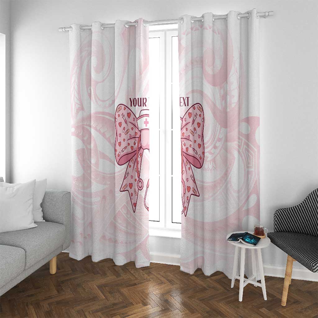 New Zealand Nurses RN Personalised Window Curtain Pink Stethoscope Coquette Bow Maori Motif