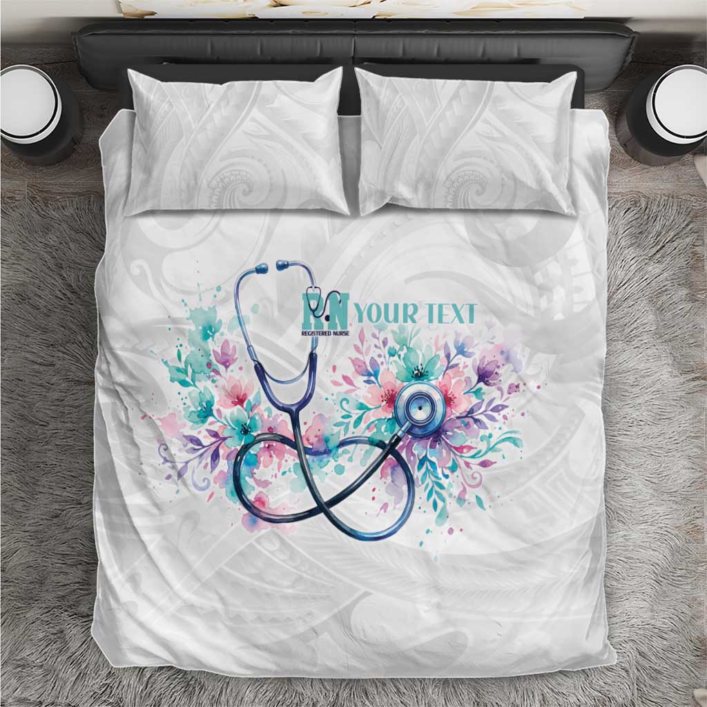 New Zealand Nurses RN Personalised Bedding Set Stethoscope Floral Maori Motif