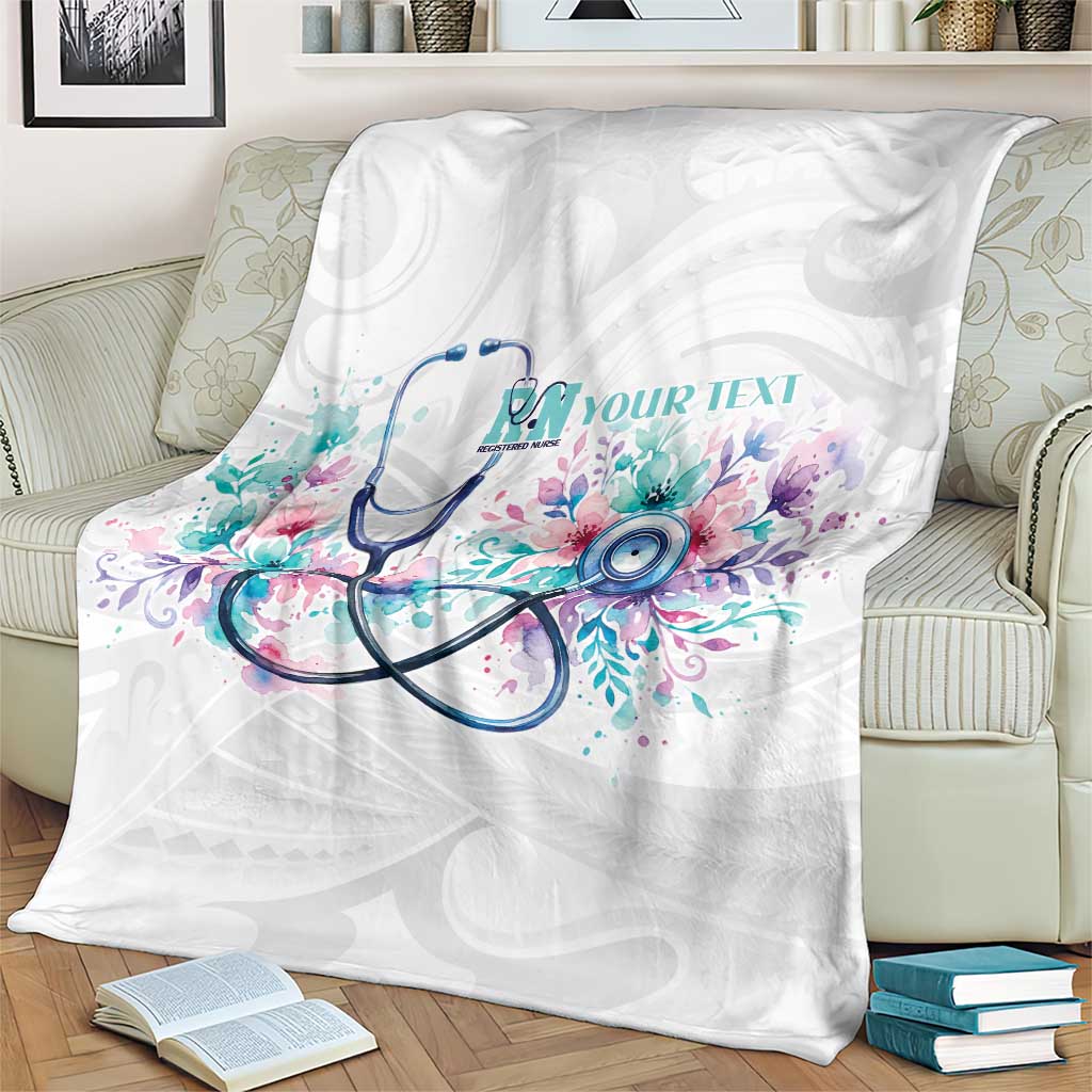 New Zealand Nurses RN Personalised Blanket Stethoscope Floral Maori Motif