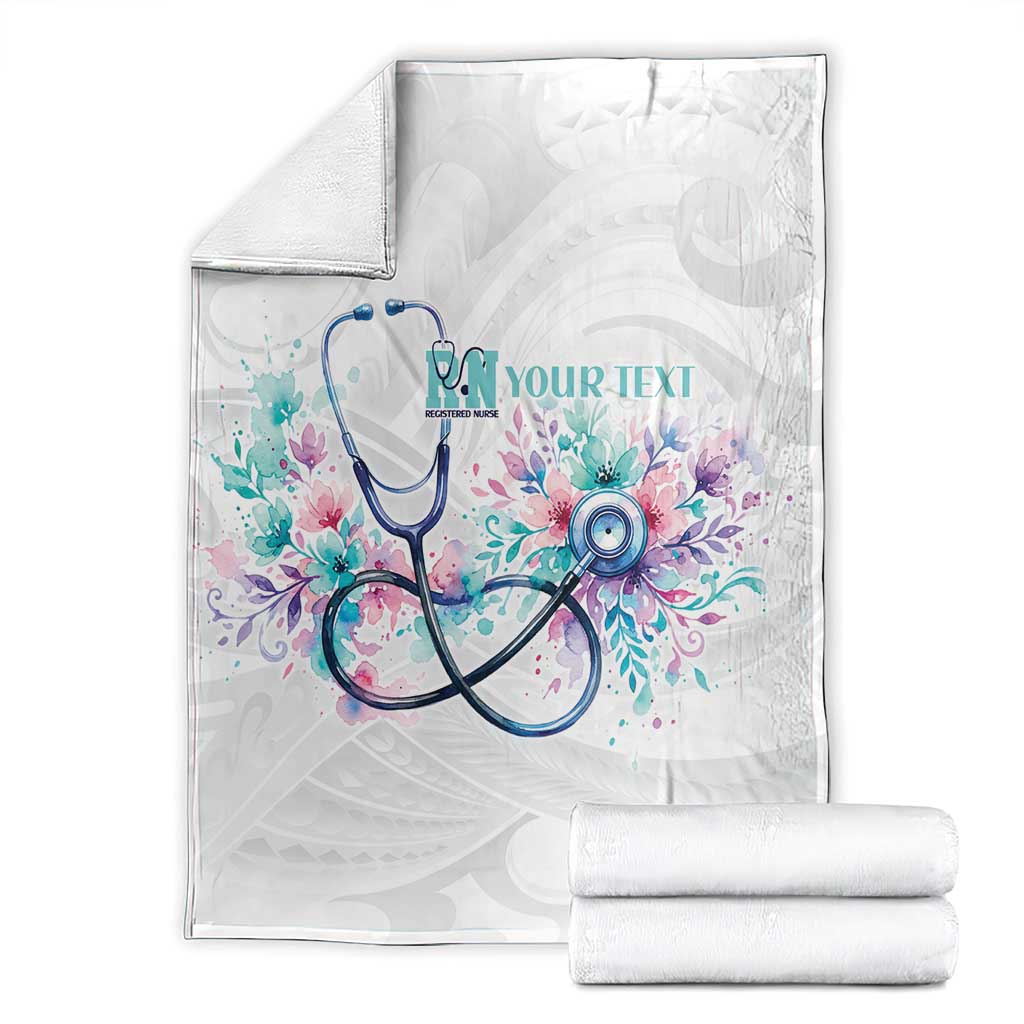New Zealand Nurses RN Personalised Blanket Stethoscope Floral Maori Motif