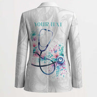New Zealand Nurses RN Personalised Blazer Stethoscope Floral Maori Motif