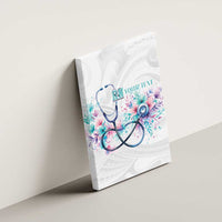 New Zealand Nurses RN Personalised Canvas Wall Art Stethoscope Floral Maori Motif