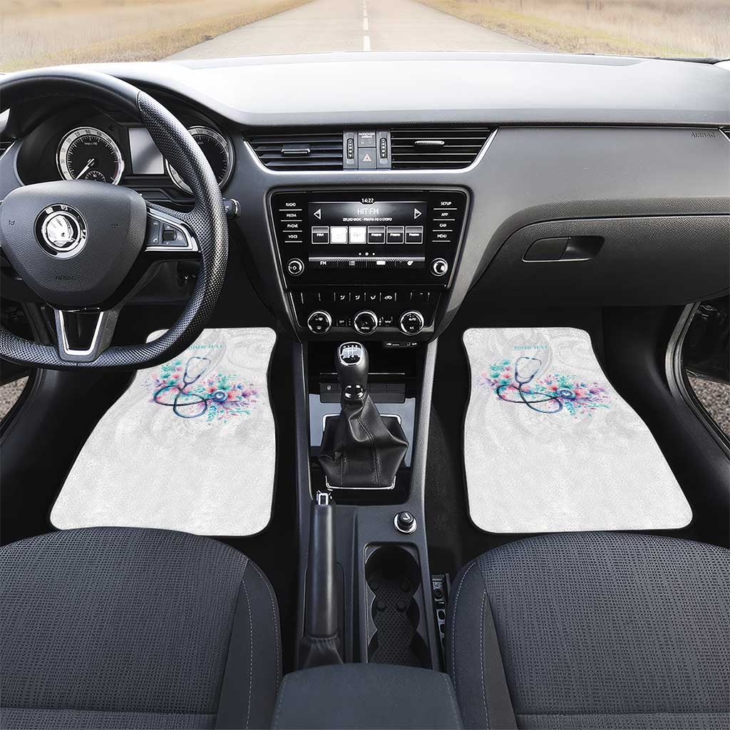 New Zealand Nurses RN Personalised Car Mats Stethoscope Floral Maori Motif
