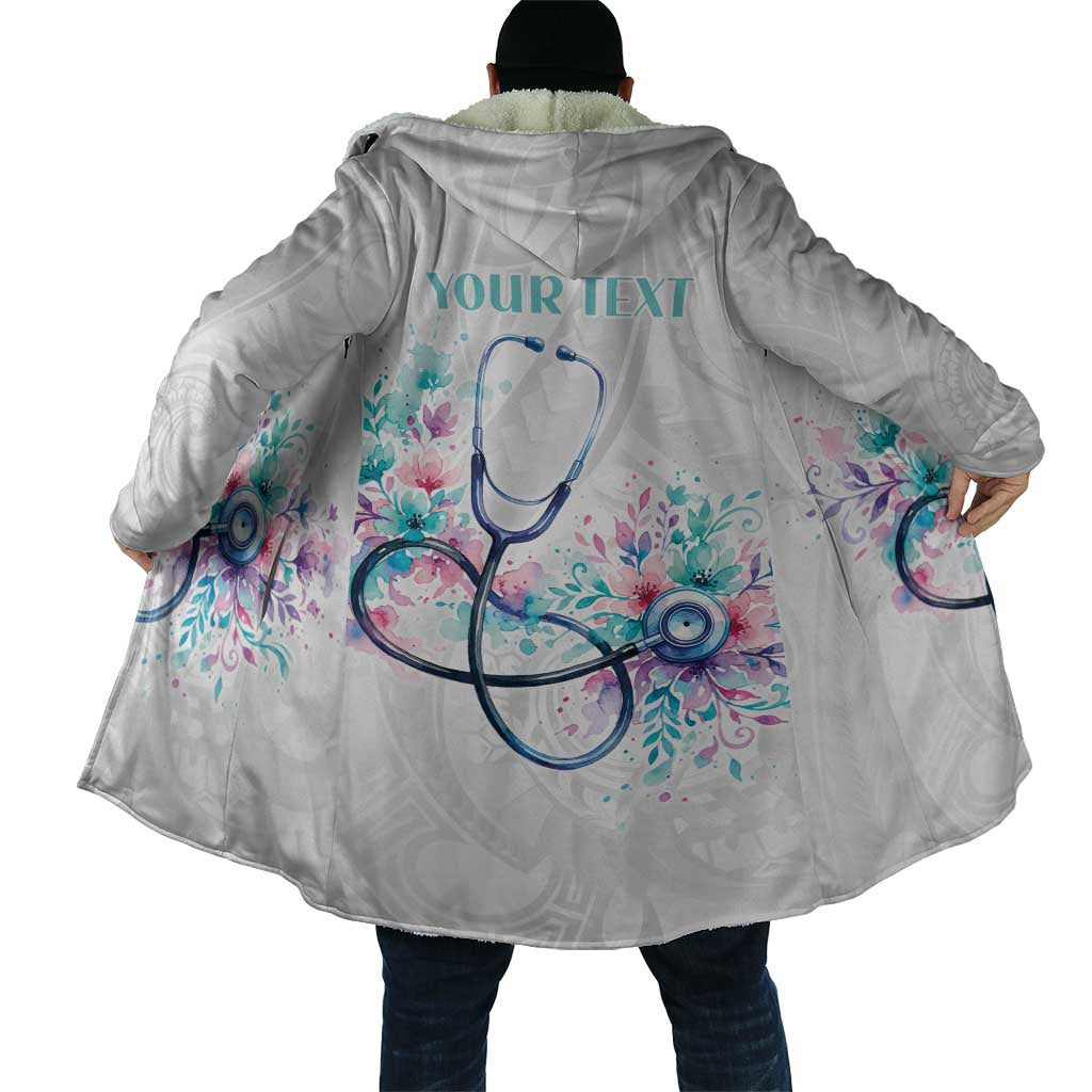 New Zealand Nurses RN Personalised Cloak Stethoscope Floral Maori Motif