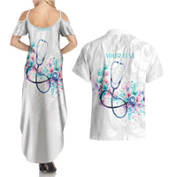 New Zealand Nurses RN Personalised Couples Matching Summer Maxi Dress and Hawaiian Shirt Stethoscope Floral Maori Motif LT9 - Polynesian Pride
