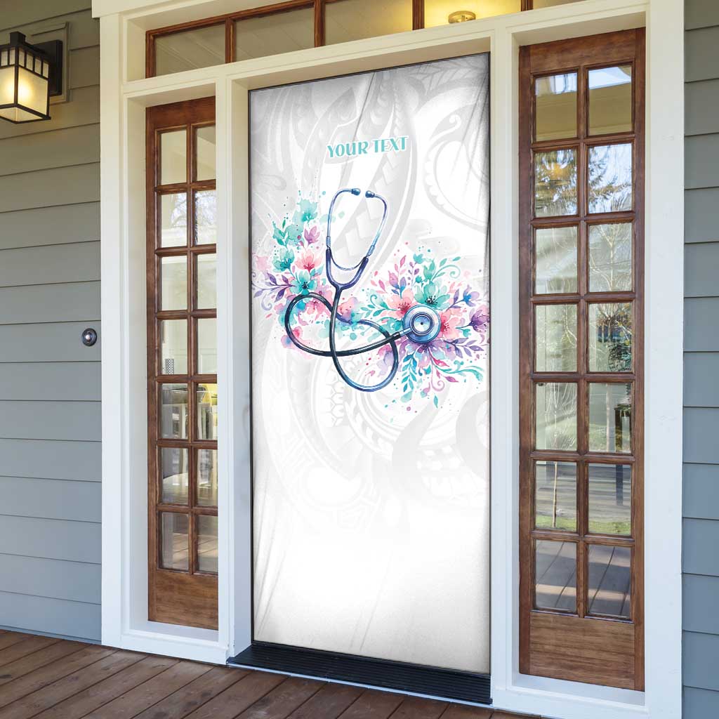 New Zealand Nurses RN Personalised Door Cover Stethoscope Floral Maori Motif