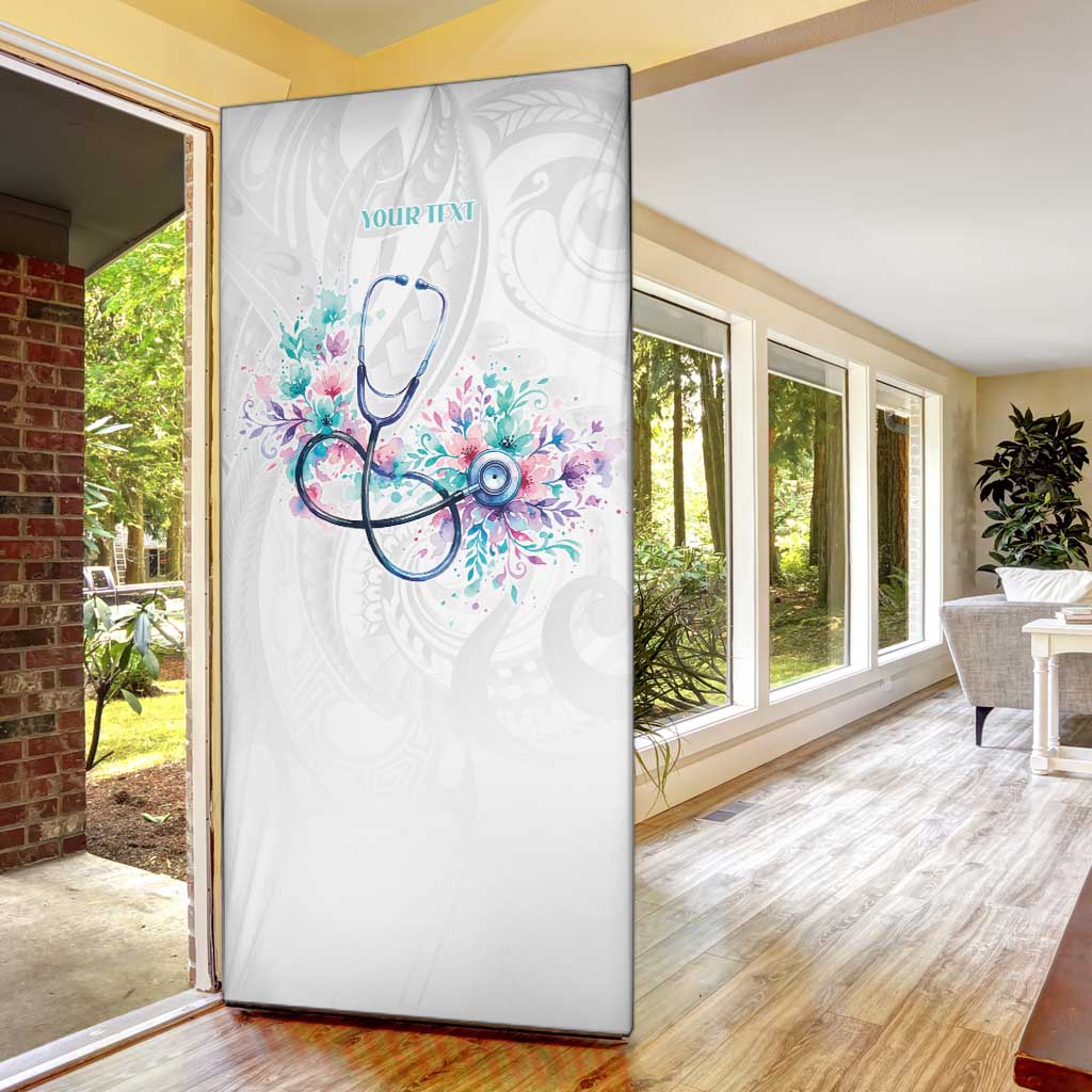 New Zealand Nurses RN Personalised Door Cover Stethoscope Floral Maori Motif