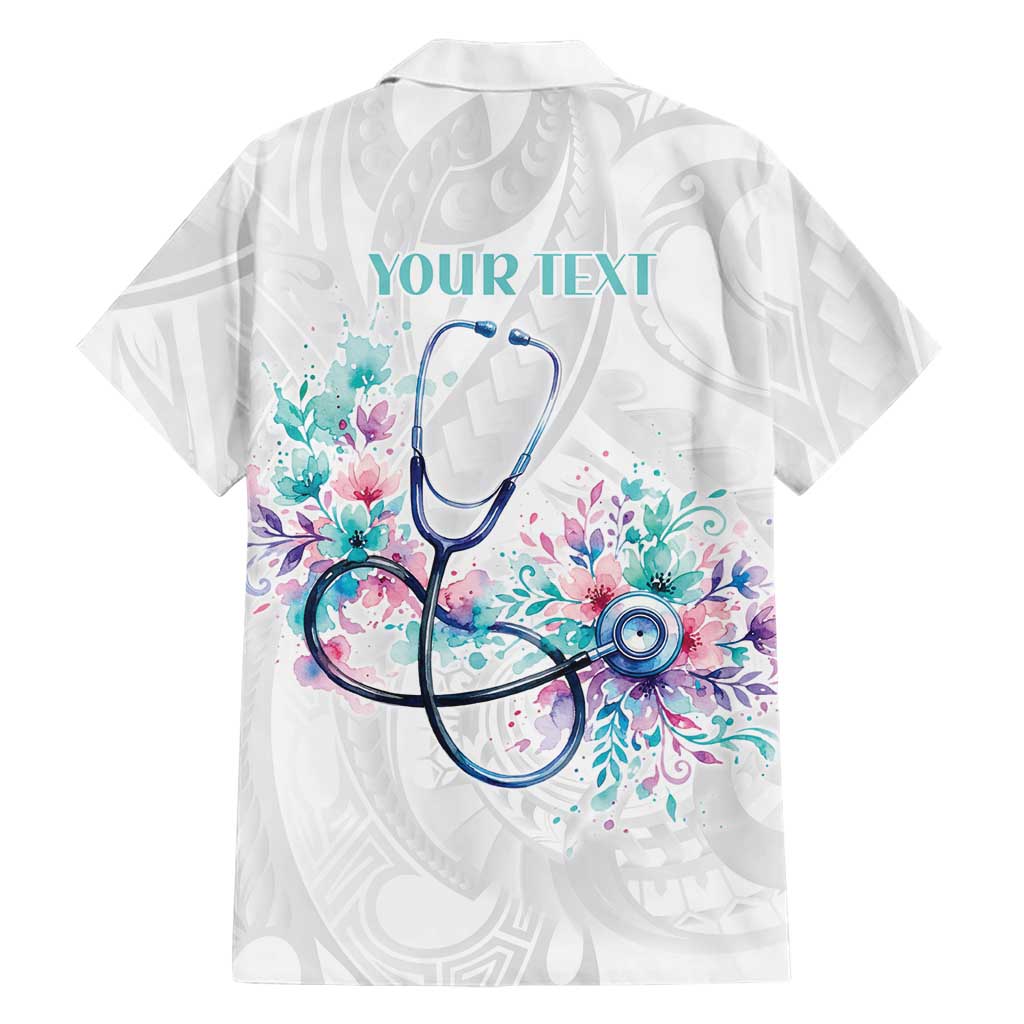 New Zealand Nurses RN Personalised Family Matching Off Shoulder Short Dress and Hawaiian Shirt Stethoscope Floral Maori Motif LT9 - Polynesian Pride