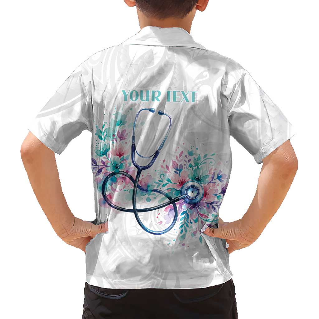New Zealand Nurses RN Personalised Family Matching Puletasi and Hawaiian Shirt Stethoscope Floral Maori Motif LT9 - Polynesian Pride