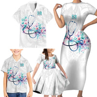 New Zealand Nurses RN Personalised Family Matching Short Sleeve Bodycon Dress and Hawaiian Shirt Stethoscope Floral Maori Motif LT9 - Polynesian Pride
