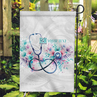 New Zealand Nurses RN Personalised Garden Flag Stethoscope Floral Maori Motif