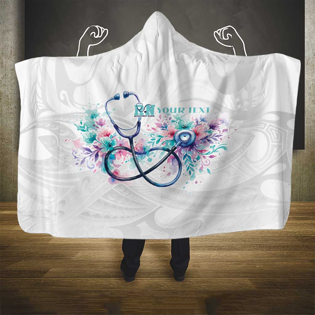 New Zealand Nurses RN Personalised Hooded Blanket Stethoscope Floral Maori Motif