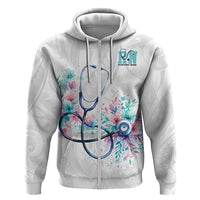 New Zealand Nurses RN Personalised Hoodie Stethoscope Floral Maori Motif